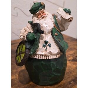 Irish Santa Leprechaun Figurine Shamrock St Patrick's Day Decor Green Santa